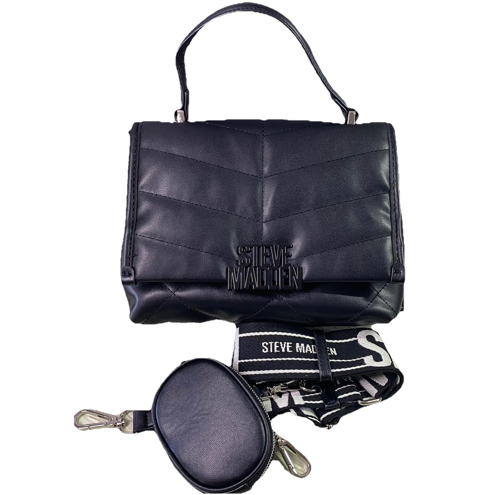 Steve Madden BZOLA Black Satchel Crossbody Bag w/coin Purse/handle NWOT 7x9x5"
